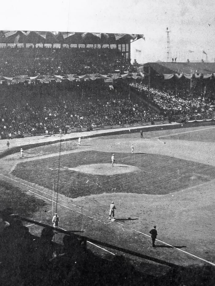 Comiskey Park hosting the 1918 World's Series.
